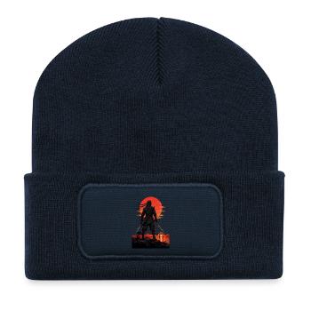 Ninja at Sundown by Torii Gate - Recycled Patch Beanie - french navy - Front