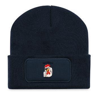 Sprichwort Blindes Huhn findet mal ein Korn - Recycelte Patch Beanie - French Navy - Vorne