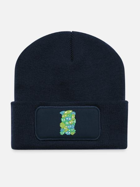 Skulls (Greens) - Recycelte Patch Beanie - French Navy