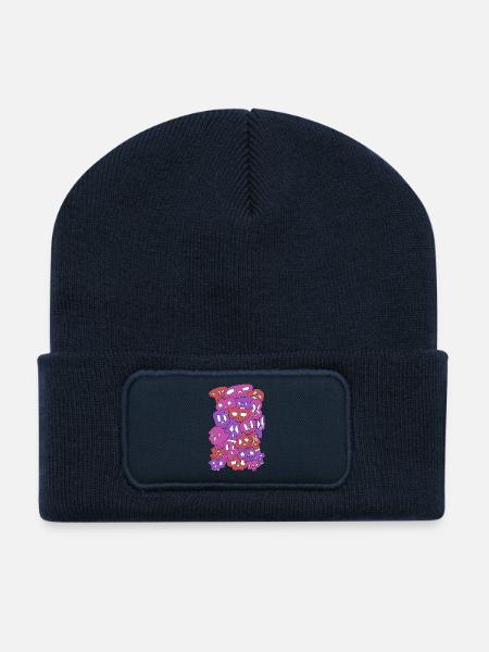 Skulls (Reds) - Recycelte Patch Beanie - French Navy