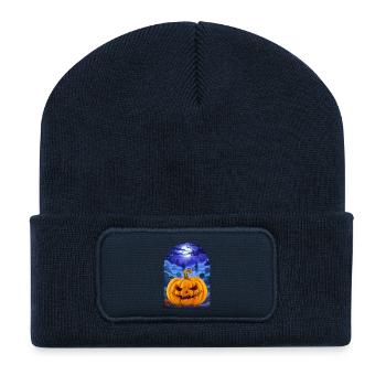 Halloween Pumpkin - Recycelte Patch Beanie - French Navy - Vorne