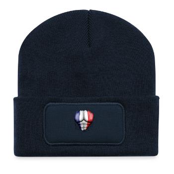 France Drapeau Déchiré Musculaires - Beanie recyclé à patch - bleu marine - Devant