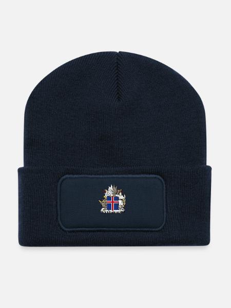 Iceland coat arms - Beanie recyclé à patch - bleu marine