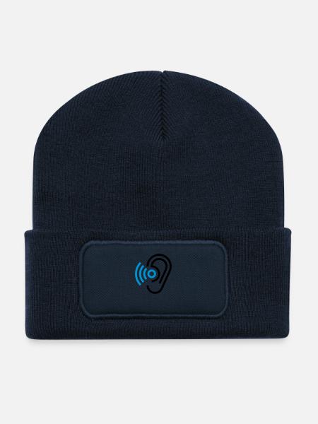 Ohr und Hörgerät - Recycelte Patch Beanie - French Navy