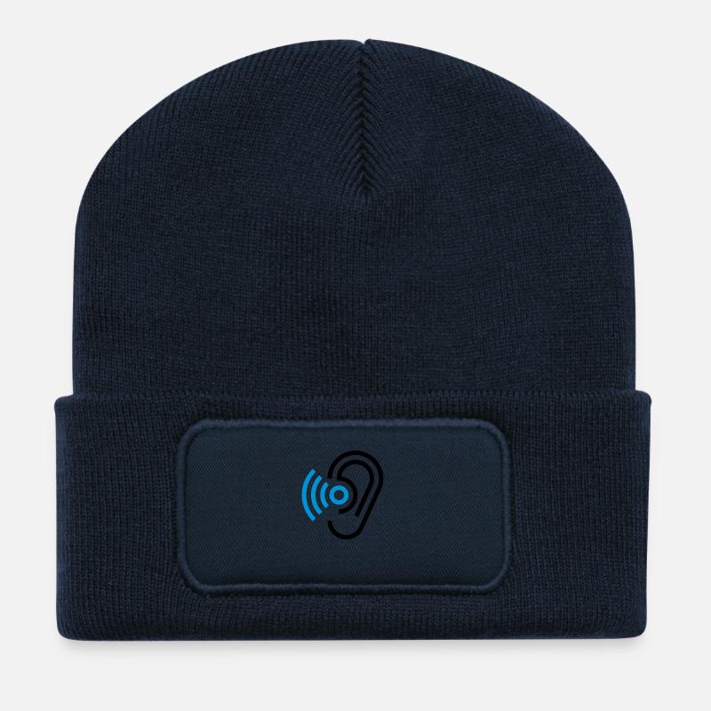Ohr und Hörgerät - Recycelte Patch Beanie - French Navy