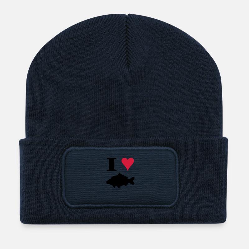 I Love Carp ! - Beanie recyclé à patch - bleu marine