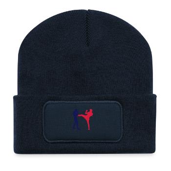 Muaythai front kick - Recycelte Patch Beanie - French Navy - Vorne