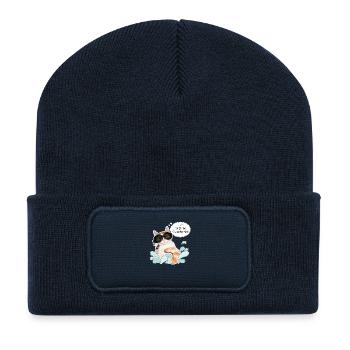 Cat - été - vacances - soleil - boulet de canon - - Beanie recyclé à patch - bleu marine - Devant