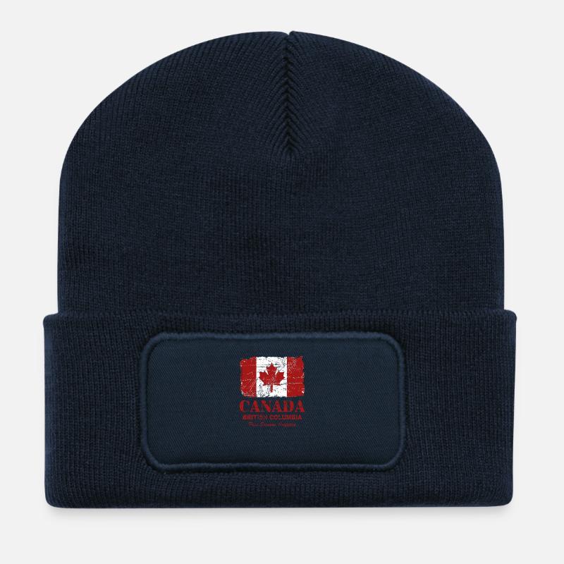 Canada Flag - Vintage Look - Beanie recyclé à patch - bleu marine