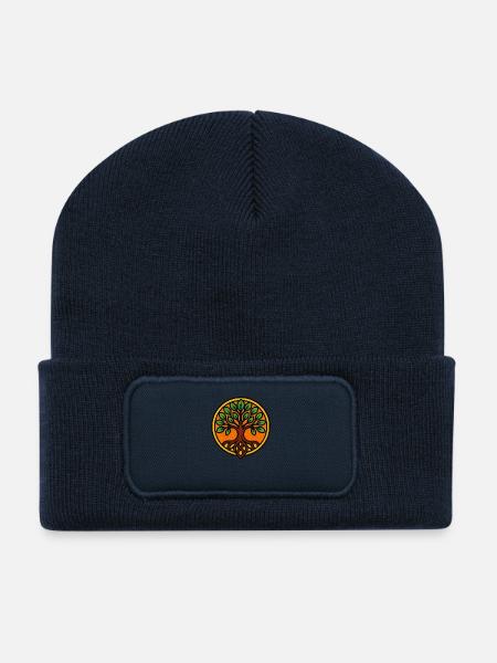 Arbre de vie - Beanie recyclé à patch - bleu marine