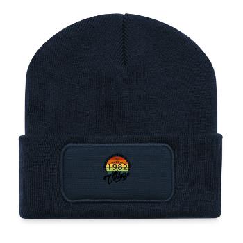 1982 Geburtstag Geboren im Jahr 1982 Vintage Retro. Editio - Recycelte Patch Beanie - French Navy - Vorne