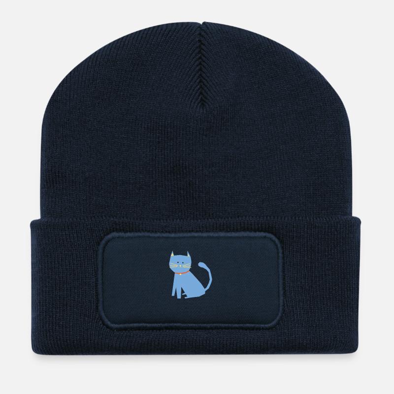Blaue Katze - Recycelte Patch Beanie - French Navy