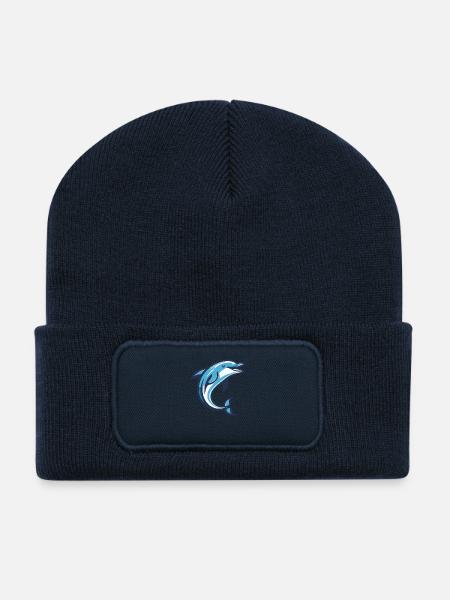 Delfin-blaue Welle - Recycelte Patch Beanie - French Navy