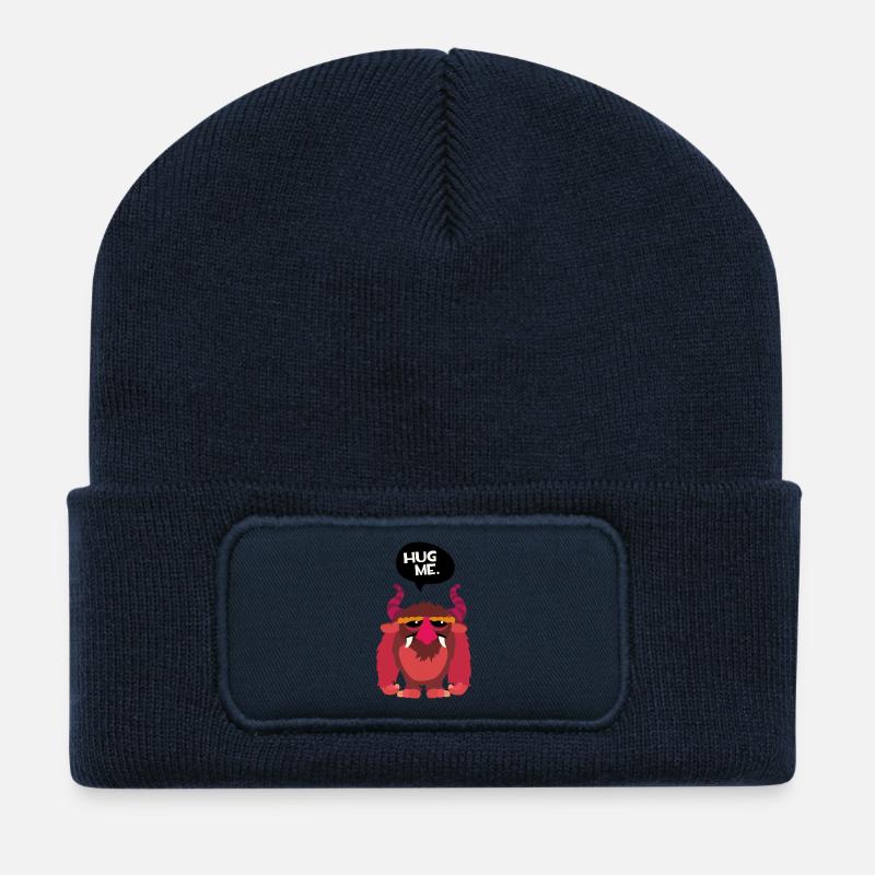 M'appuyer sur Monster - Beanie recyclé à patch - bleu marine