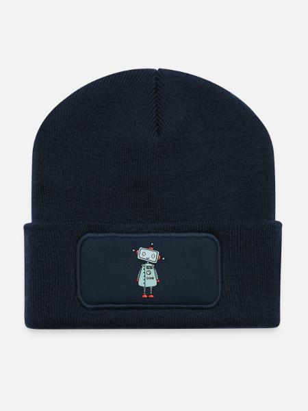 Super cute robot - Recycled Patch Beanie - french navy