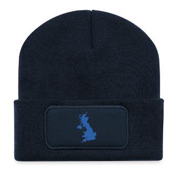 Carte britannique - Beanie recyclé à patch - bleu marine - Devant