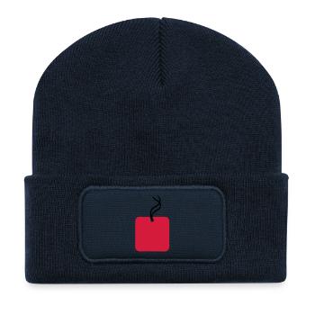etiquette vierge6 - Beanie recyclé à patch - bleu marine - Devant