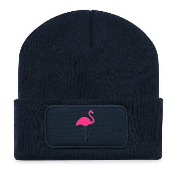 Flamingo Sommer Sonne Strand - Recycelte Patch Beanie - French Navy - Vorne