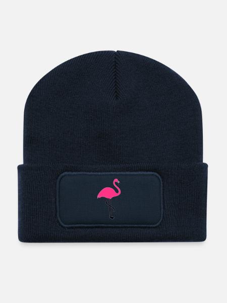 Flamingo Summer Sun Beach - Beanie recyclé à patch - bleu marine