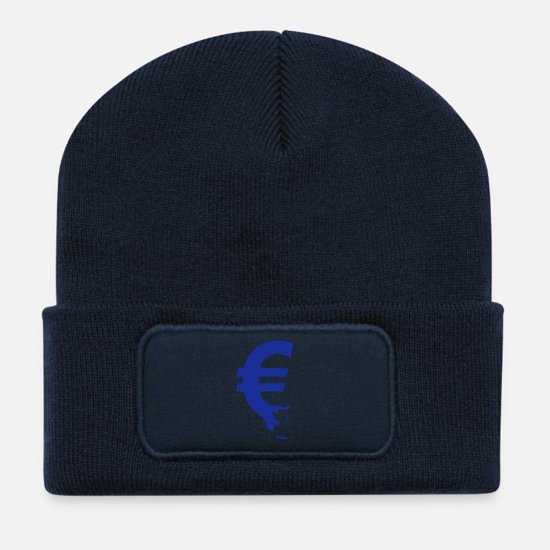 Crise de l'euro Contour € - Beanie recyclé à patch - bleu marine