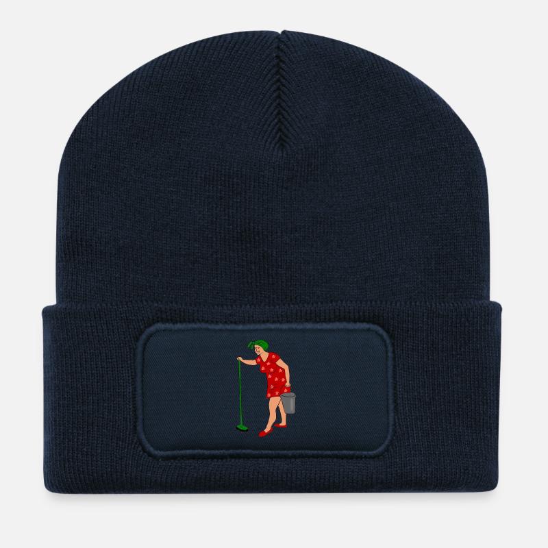 putzfrau arbeit hausfrau - Recycelte Patch Beanie - French Navy