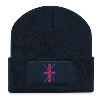 Union Jack - London - Vintage Look - Beanie recyclé à patch - bleu marine - Devant