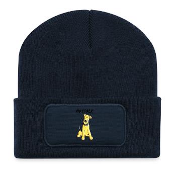 Mignon Airedale Terrier - Beanie recyclé à patch - bleu marine - Devant