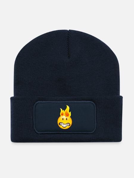 Smiley Burning - Recycled Patch Beanie - french navy