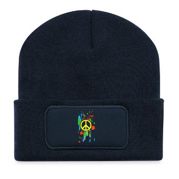 peace symbol 5 - Beanie recyclé à patch - bleu marine - Devant