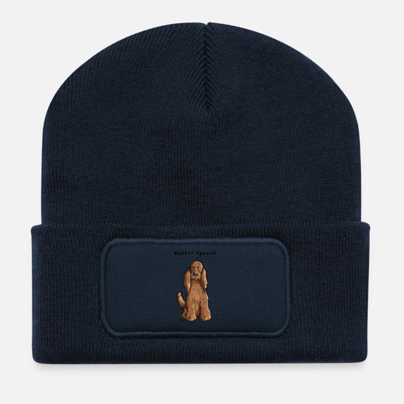 Funny Cocker Spaniel - Recycled Patch Beanie - french navy
