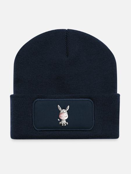 Kleiner Esel - Eselchen - Comic - Tiere - Recycelte Patch Beanie - French Navy