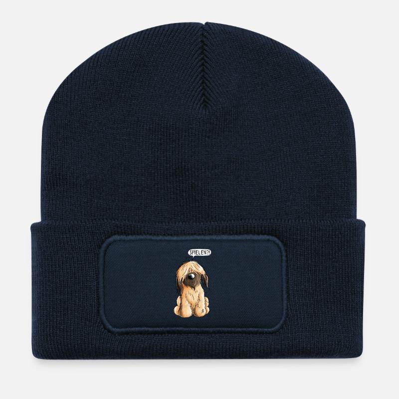 Verspielter kleiner Briard - Hund - Hunde - Gesche - Recycelte Patch Beanie - French Navy