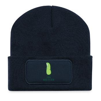 Lustiger grüner Daumen - Recycelte Patch Beanie - French Navy - Vorne