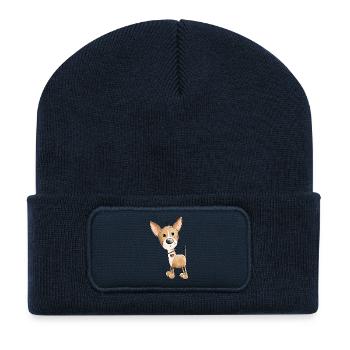 Small Chihuahua Dog - Recycled Patch Beanie - french navy - Front