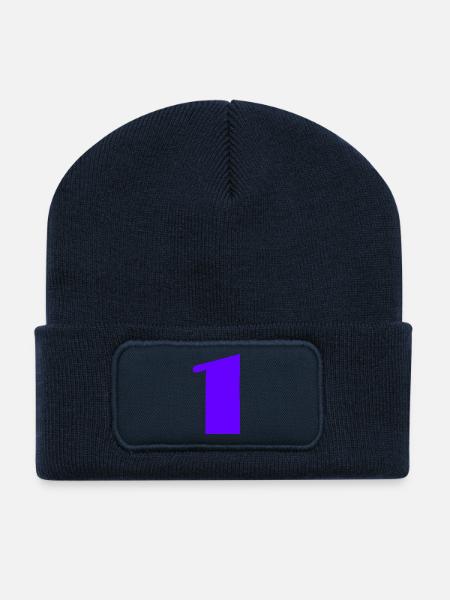 1. 1 AN. 1er ANNIVERSAIRE. ANNIVERSAIRE 1 AN. UN - Beanie recyclé à patch - bleu marine
