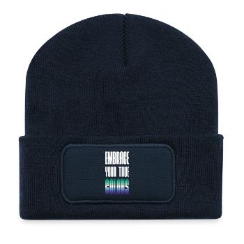 Mois de la fierté LGBT - Embrassez vos vraies couleurs - Gays - Beanie recyclé à patch - bleu marine - Devant