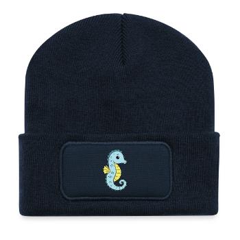 Seepferd Seepferdchen - Recycelte Patch Beanie - French Navy - Vorne