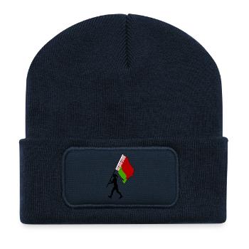 Flagge Weißrussland Frau zu Fuß - Recycelte Patch Beanie - French Navy - Vorne