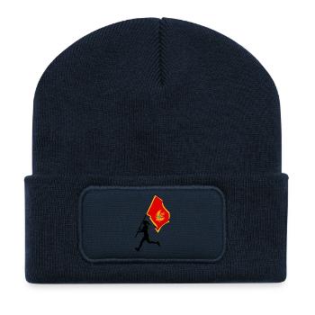 Flag Montenegro woman running - Recycled Patch Beanie - french navy - Front