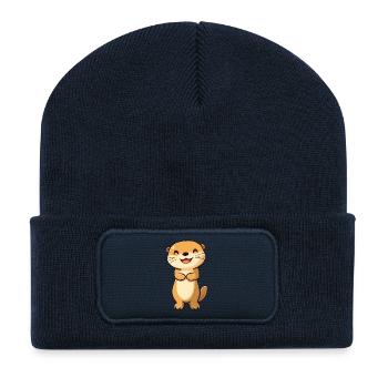 Cute and Happy Otter in Cartoon Style - Adorable - Recycled Patch Beanie - french navy - Front