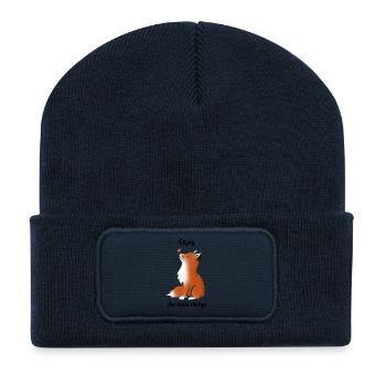 Cute Fox Butterfly Easter Spring Gift - Recycled Patch Beanie - french navy - Front