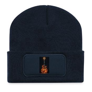 Gitarre Feuer - Recycelte Patch Beanie - French Navy - Vorne