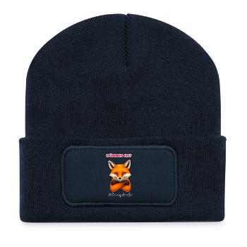 Frecher Fuchs –Dünnes Eis Spruch - Recycelte Patch Beanie - French Navy - Vorne