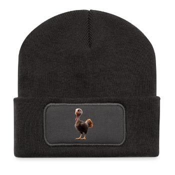 Truthahn Hühner Vogel Truthuhn Pute Fasan Turkey - Recycelte Patch Beanie - Dunkelgrau - Vorne