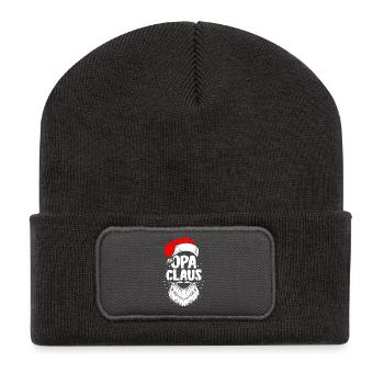 Weihnachtsmann Opa Claus Weihnachten - Recycelte Patch Beanie - Dunkelgrau - Vorne