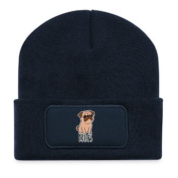 Niedlicher_kleiner_Mops_Hund_Hundemotiv - Recycelte Patch Beanie - French Navy - Vorne