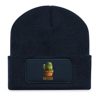 Catcus – Amour du cactus chat épineux - Beanie recyclé à patch - bleu marine - Devant