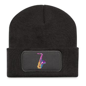 Saxophone Illustration - Recycled Patch Beanie - dark grey - Front