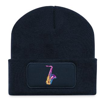 Saxophone Illustration - Recycled Patch Beanie - french navy - Front