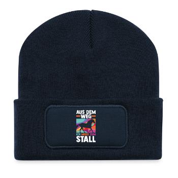 Reiten Pferdeliebhaber Reiterhof Pferde - Recycelte Patch Beanie - French Navy - Vorne